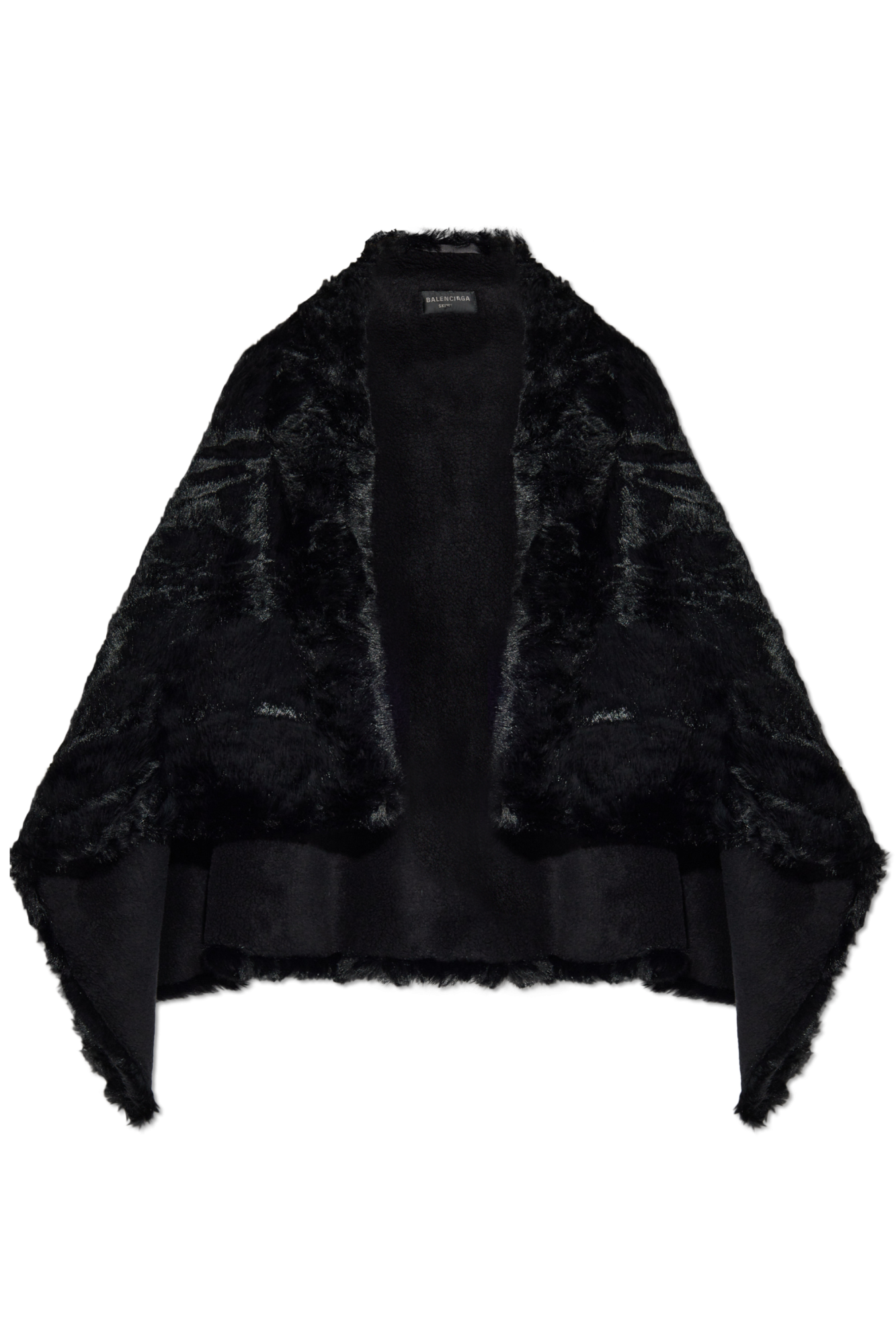 【関税&送料込】Balenciaga Faux Fur Cape Black Faux fur cape from the Skiwear collection Balenciaga